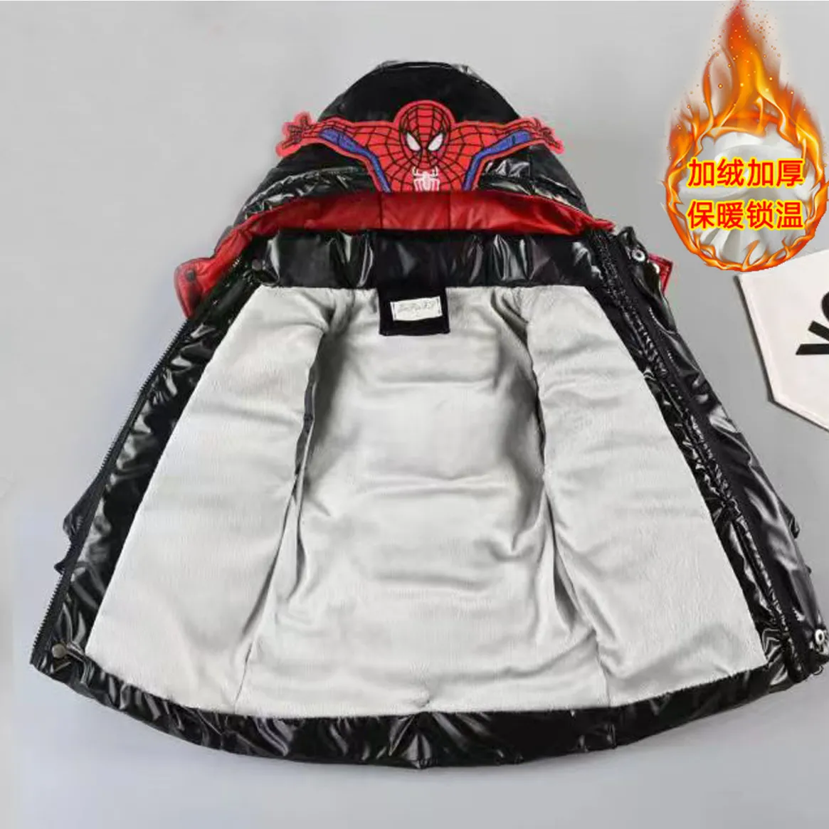 Abrigo de plumón para bebé, ropa de invierno para niño, chaqueta gruesa acolchada de algodón de Spiderman, Parka cálida con capucha, ropa para niño 2024