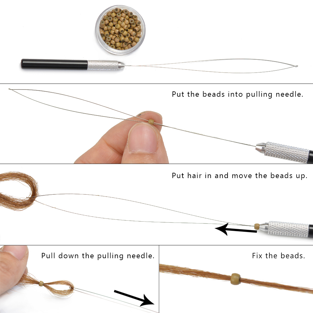 1000 個 3.0 ミリメートルシリコーンナノリングマイクロリング/ビーズ先端ヘアエクステンションツール 7 色