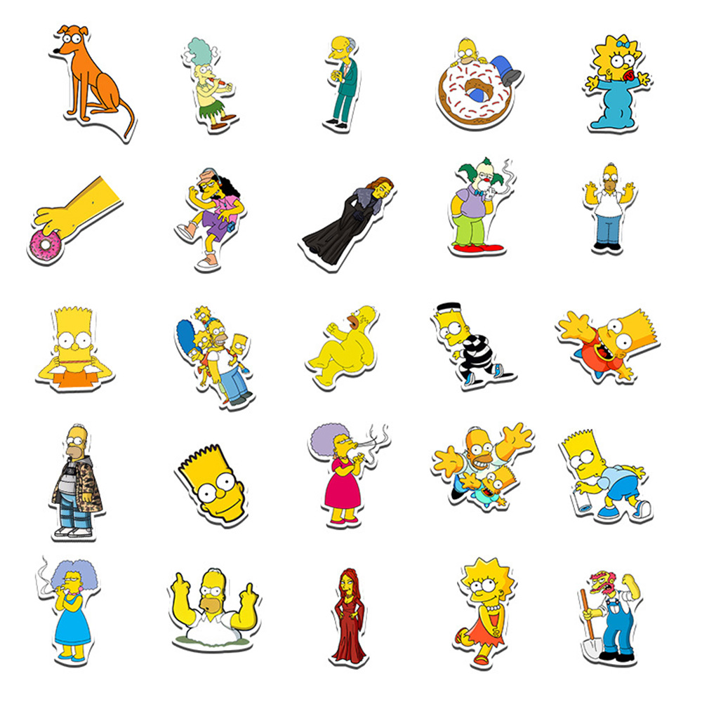 10/30/50 Uds. Pegatinas de dibujos animados de Los Simpson Graffiti DIY monopatín portátil equipaje motocicleta bicicleta PVC pegatinas impermeables