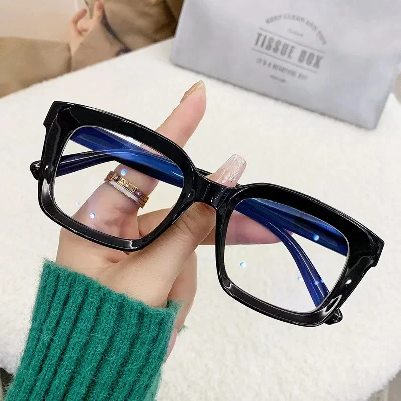 Gafas de protección contra luz azul para mujer, montura de gran tamaño, gafas Vintage, gafas de ordenador, montura completa, gafas transparentes de protección ocular