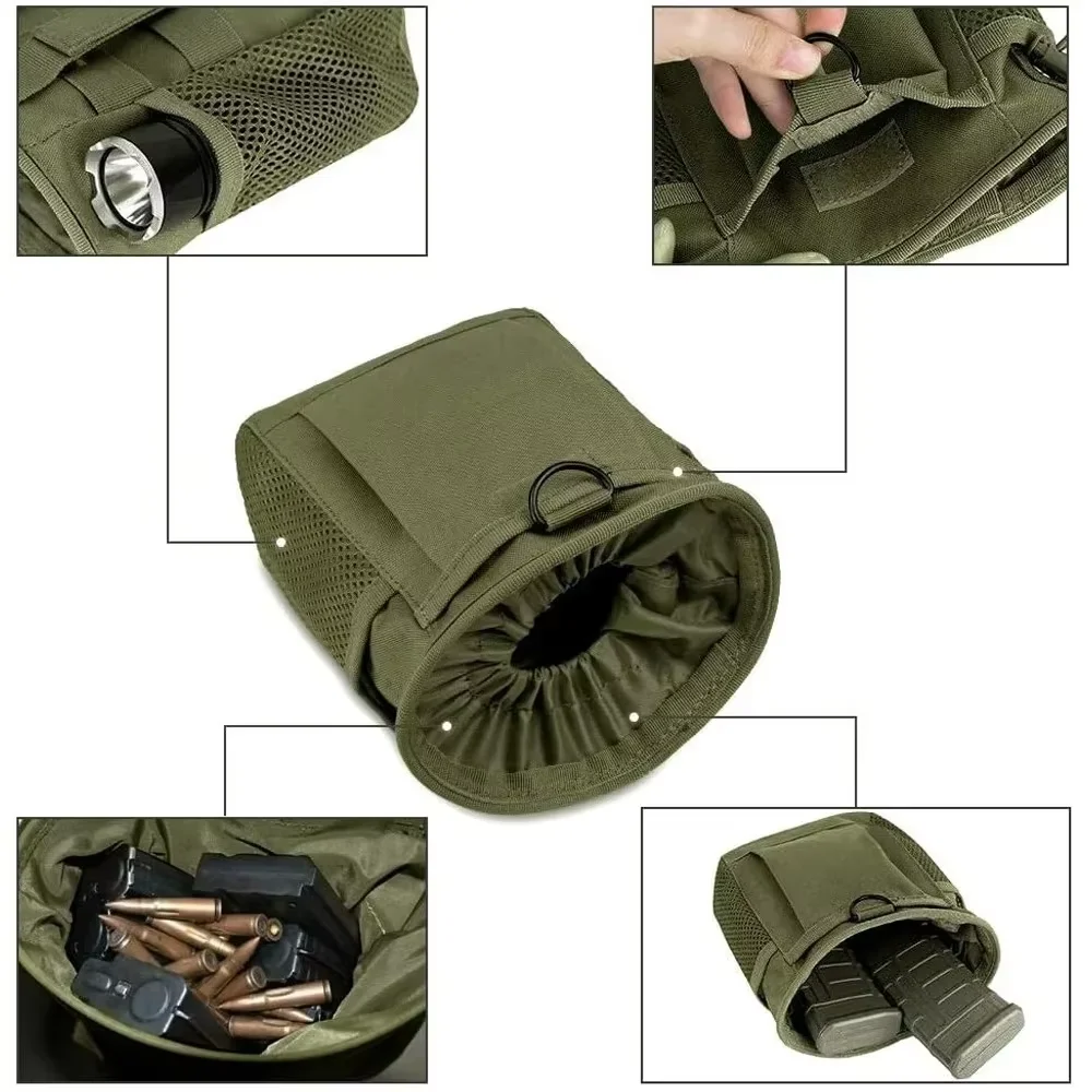 Molle Dump Pouch, นิตยสารล่าสัตว์ Recovery Pouch Drawstring กระสุนกระเป๋าเข็มขัดเอว Fanny Pack ปรับ Holster กระเป๋า