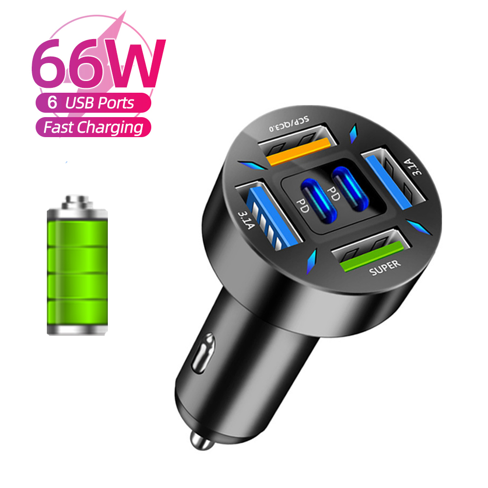Ładowarka samochodowa 66 W USB typu C Szybkie ładowanie Ładowarka do telefonu iPhone 14 Pro Max Xiaomi Samsung Huawei Ładowarka samochodowa