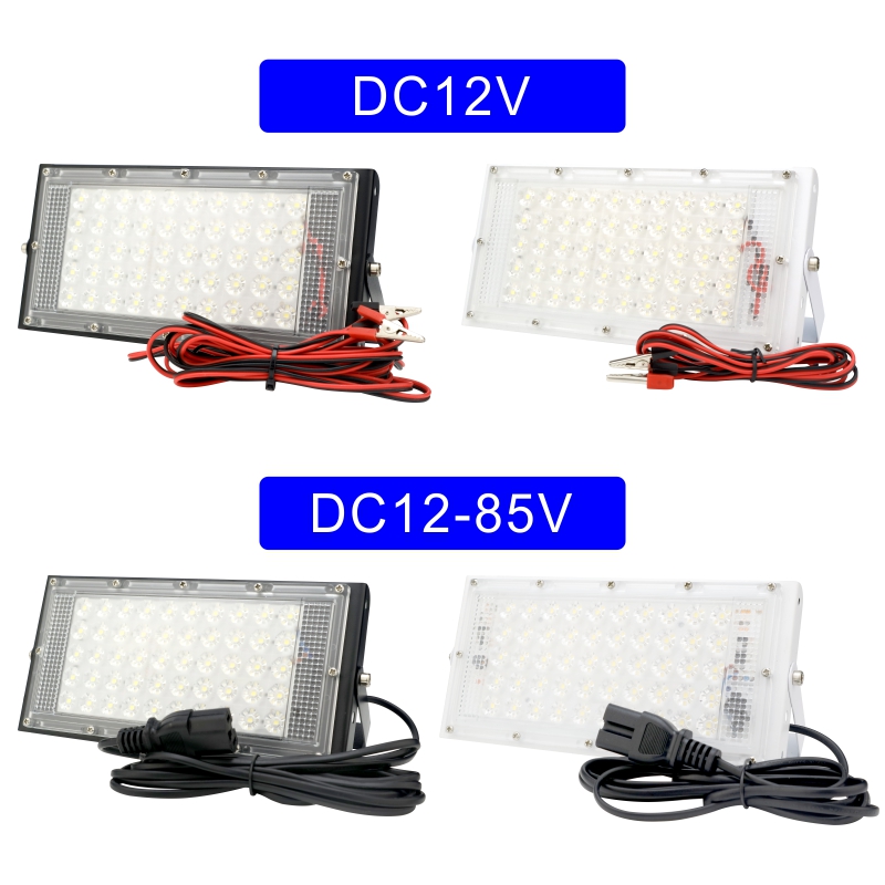 DC 12V-85V 50W Led Flutlicht Outdoor Flutlicht Scheinwerfer 12v Volt Reflektor Led Tragbare sicherheit Licht Verbinden mit Batterie