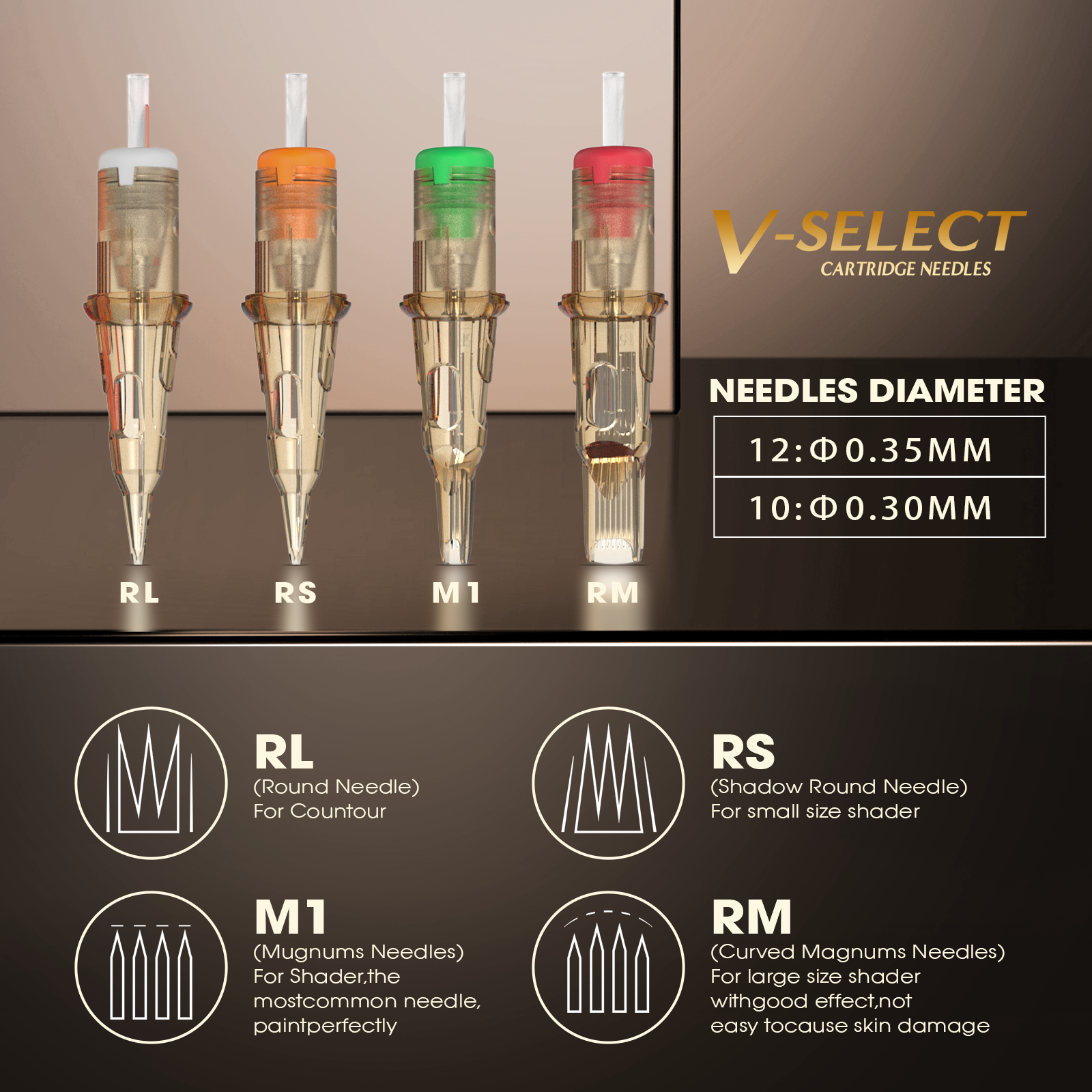 10pcs EZ V Select Cartridge Tattoo Needles Permanent Makeup RL RS RM M1 Microblading for Cartridge Tattoo Machine Pen