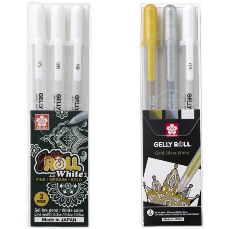Sakura Japan 3-teiliges Set Gelly Roll Classic Highlight Pen Gel-Tintenstifte Helles weißes Stift Highlight Sketch Markers Farbhervorhebung