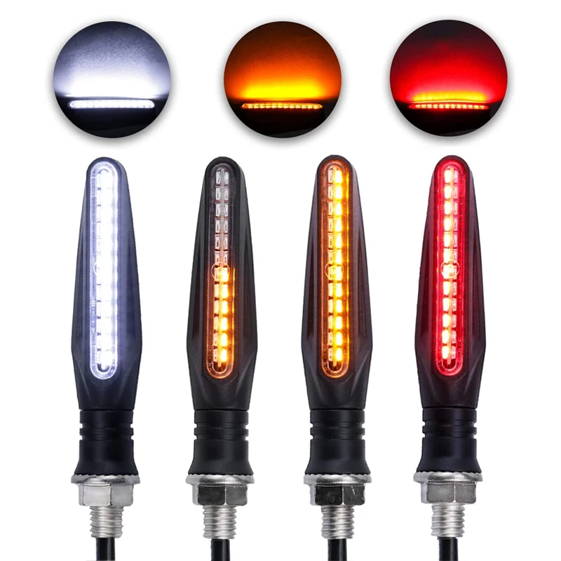 Karcle 2/4 Xe Máy Biến Tín Hiệu Đèn LED 12 * 335SMD Chảy Nước Blinker IP67 Nhấp Nháy Đèn Báo Có Thể Uốn Cong đèn LED Nhấp Nháy