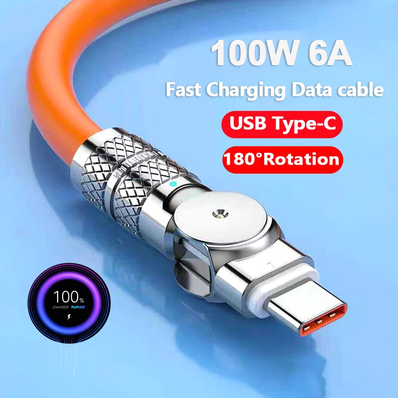Câble USB Type C à Charge rapide 120W 7A, câble coudé rotatif à 180 degrés pour jeu pour Xiaomi Redmi Honor, chargeur de téléphone USB C