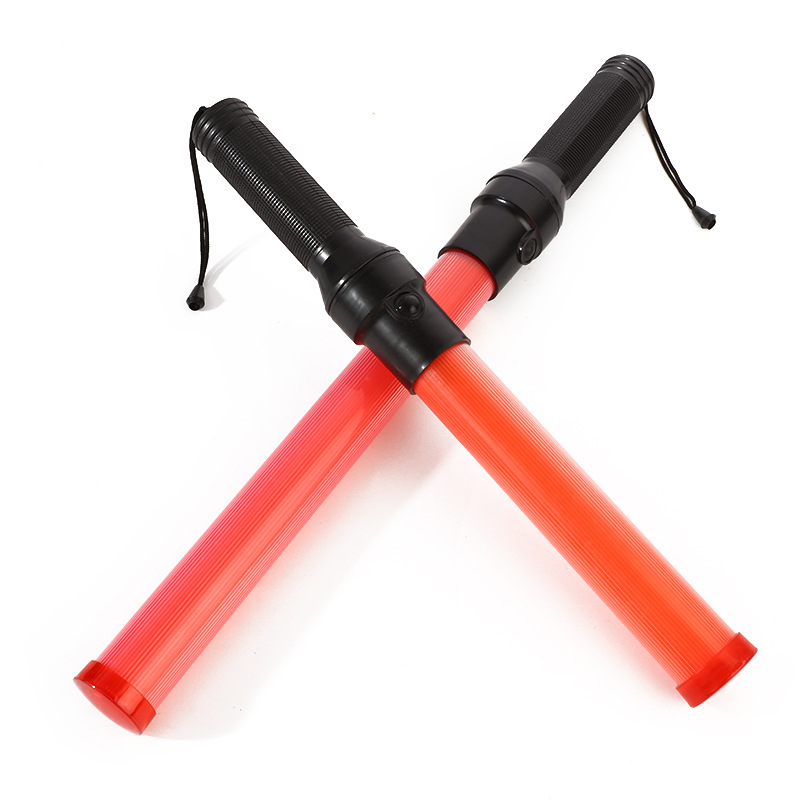 야외 LED 레드 그린 점멸등 도로 교통 신호 경고 하드 PVC 지팡이, Ref 안전 명령 도구, 54cm 길이