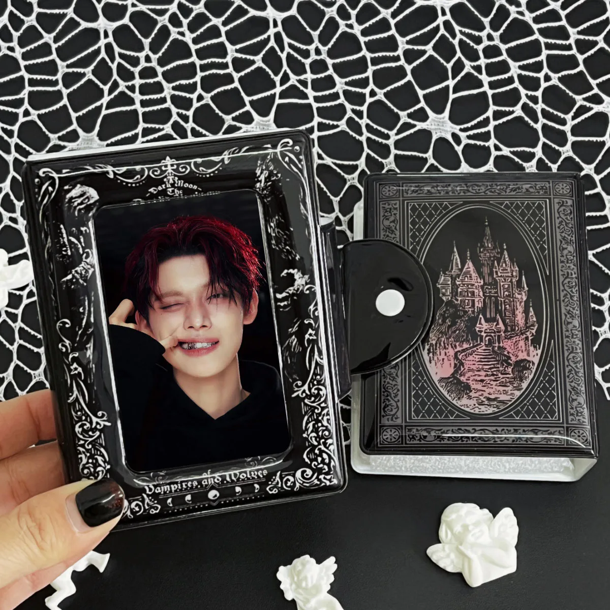 Black Gothic Dark Style Small Card Photo Card Bag Mini Album  3-3.5 In Celebrity Album Card Book Suitable Celebrity Small Cards