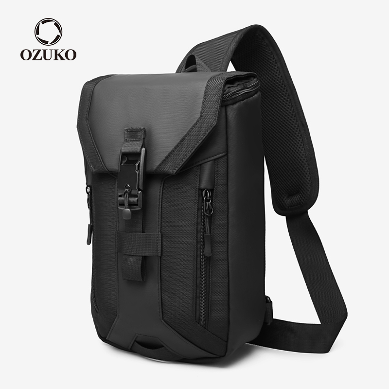 Ozuko bolsa de ombro masculina à prova d'água, bolsa crossbody multicamadas de alta qualidade, bolsa mensageiro masculina para adolescentes, bolsa de peito