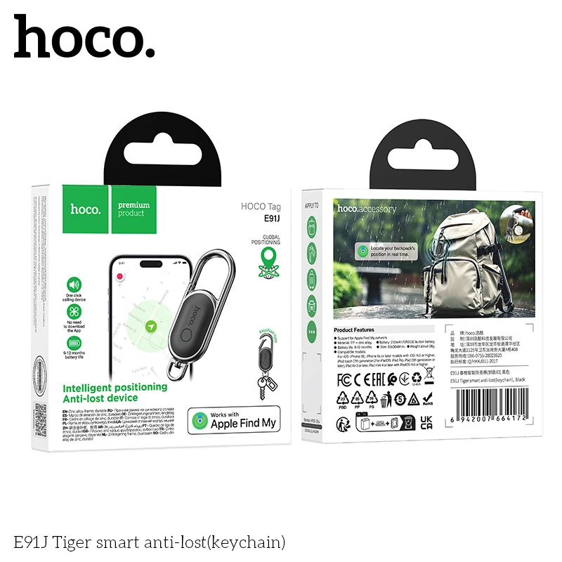HOCO E91J Smart Anti-lost брелок Airtag трекер для автомобильных ключей рабочая база на Apple IOS Find My Network мини-металлоискатель локатор