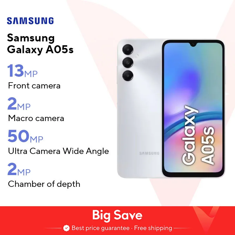Smartphone Samsung Galaxy A05s 64 GB con fotocamera frontale da 50 MP processore Snapdragon 680 6.7 "FHD + display 25W ricarica Super veloce