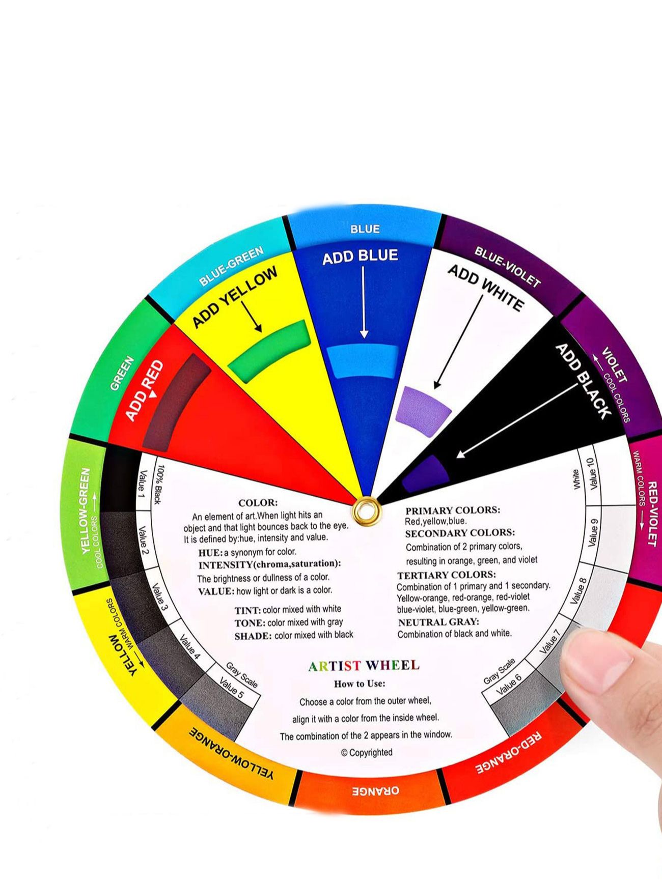 Rueda mezcladora de colores Bview Art para guía de aprendizaje escolar y de artistas, herramienta de enseñanza para clases de arte