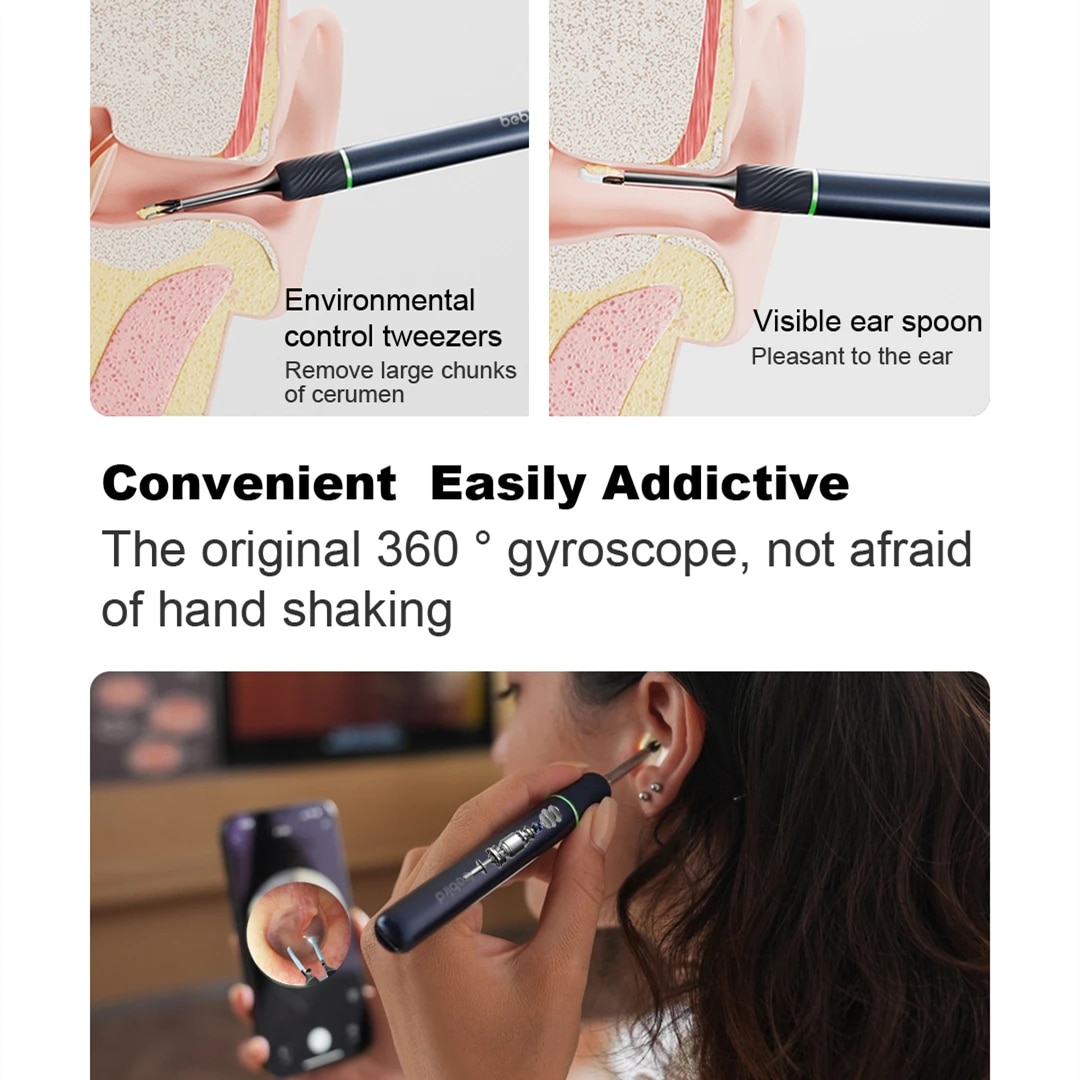 Bebird Note5 Pro เครื่องทําความสะอาดหู Smart Visual Ear Wax Removal Sticks HD แหนบ Earpick Mini กล้อง Otoscope