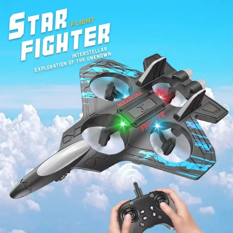 2.4G remote control fighter electric foam glider stunt tumbling UAV hovering helicopter with LED colorful lights aircraft model