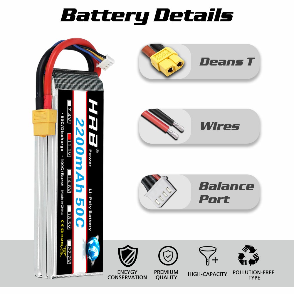 1/2 stücke hrb 3s 2200mah lipo batterie 11,1 v rc batterie 50c mit xt60 stecker für fpv uau drohnen flugzeug rc auto lkw boot rennen diy