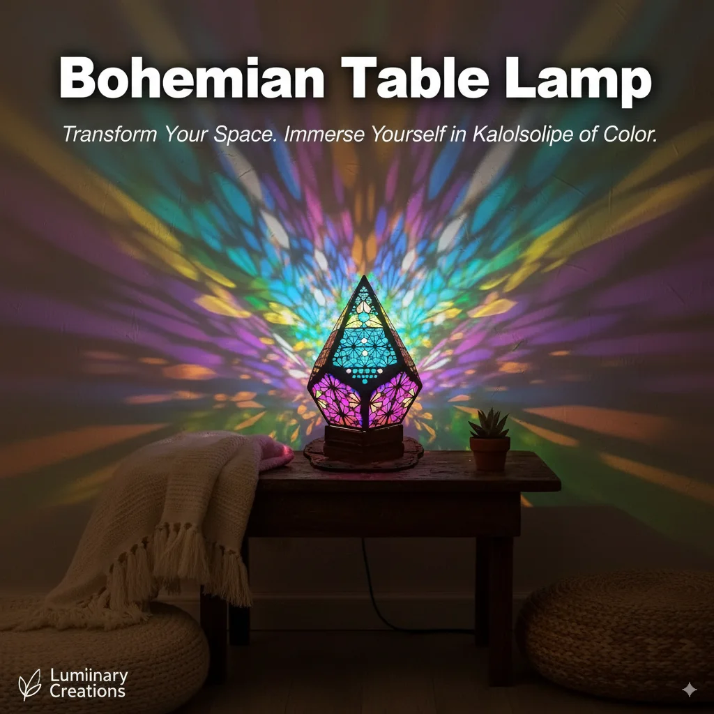 Usb Bohemian Led Lampa do projekcji stołu Projektor światła Kolorowe biurko Noc Vintage Dekoracja Podłoga Dekoracyjny wzór 3D Nowoczesne