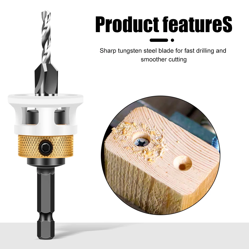 Woodworking Limit Four Edge Countersink Drill Alloy Drill Cone Drill Adjustable Depth Step Drill Screw Countersink Drill Bit