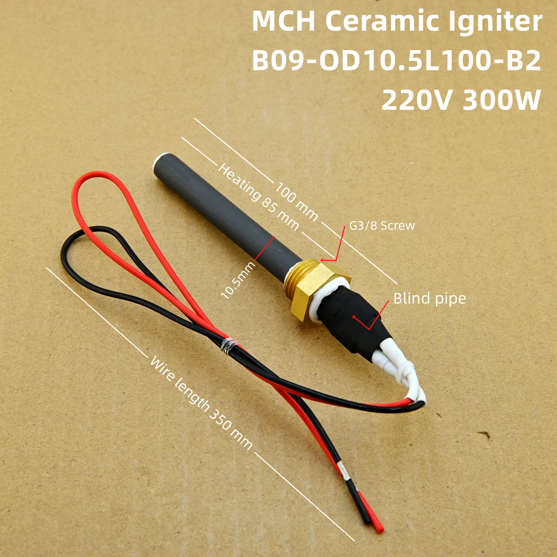 Encendedor de pellets de cerámica G3/8, 220v, 300w, accesorios de cocina, encendido rápido, resistente a altas temperaturas, varilla de encendido duradera