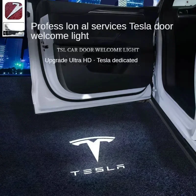 Para Tesla Model 3/Y luces de bienvenida modelo X S luces de puerta accesorios de modificación LED luces de ambiente focos de puerta reemplazar