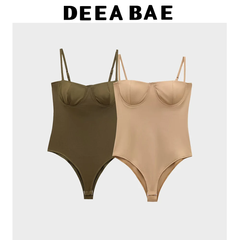 DEEABAE Spicy Girl mit Brustkissen, Camisole-Overall für Damen, neuer Stil, sexy, eng anliegendes Schritt-Top, trendig