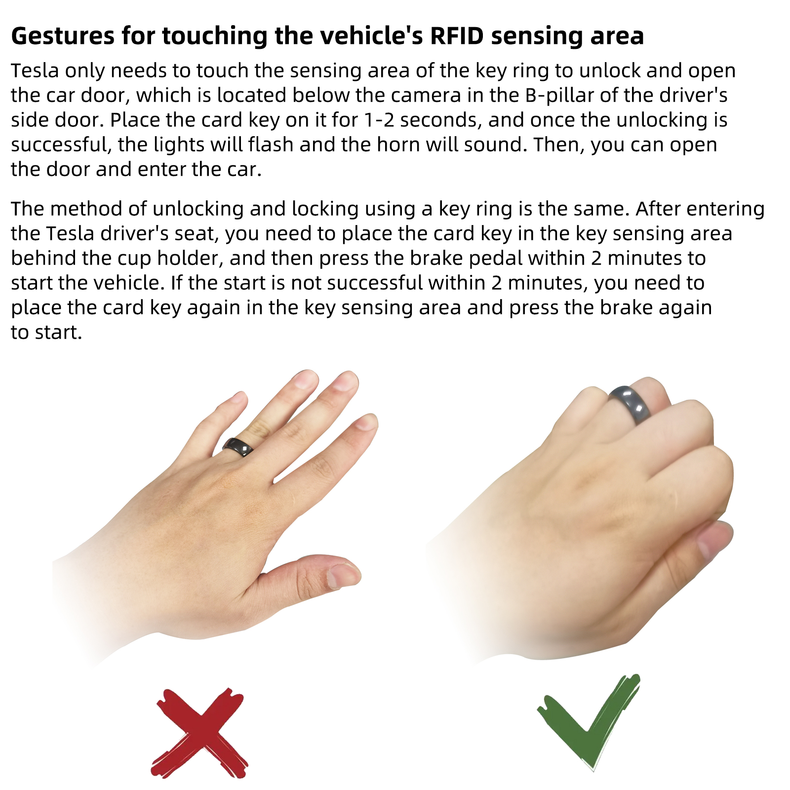 RFID-керамический аксессуар для смарт-кольца Tesla для Tesla Model 3/Y/X/S, замена брелока и открытой дверцы с картой ключа