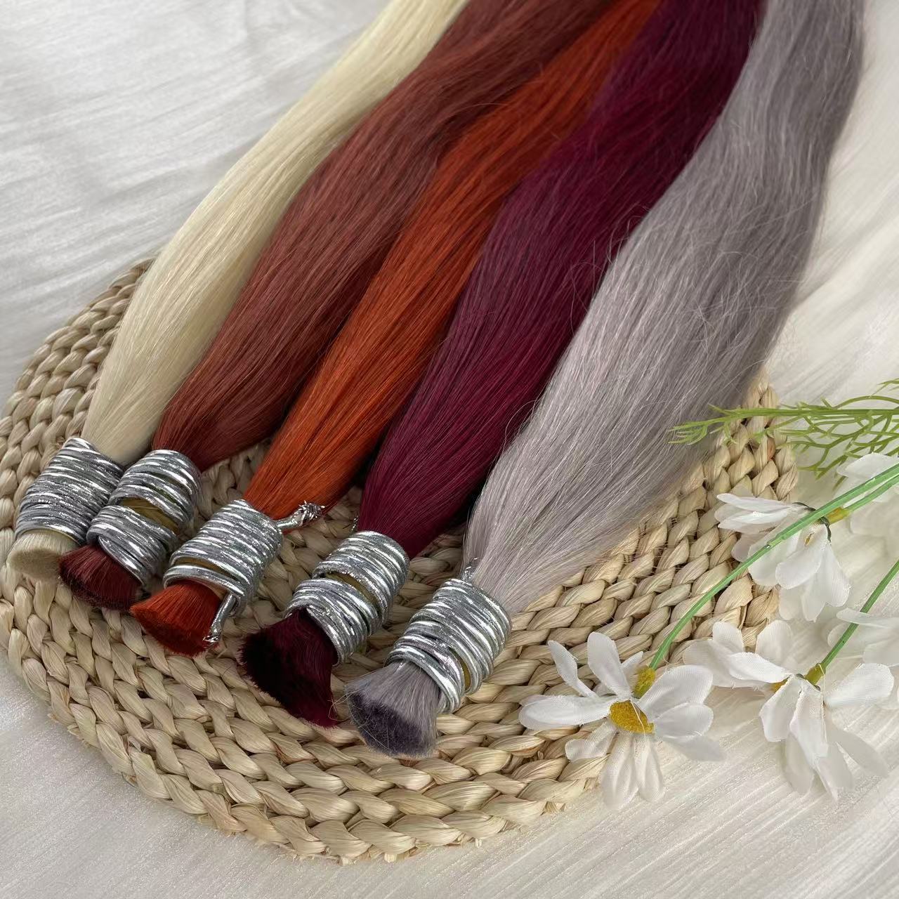 Cheveux humains en vrac sans trame vierge Remy cheveux vietnamiens cheveux raides en vrac vrais cheveux naturels sans trame pour tressage en gros