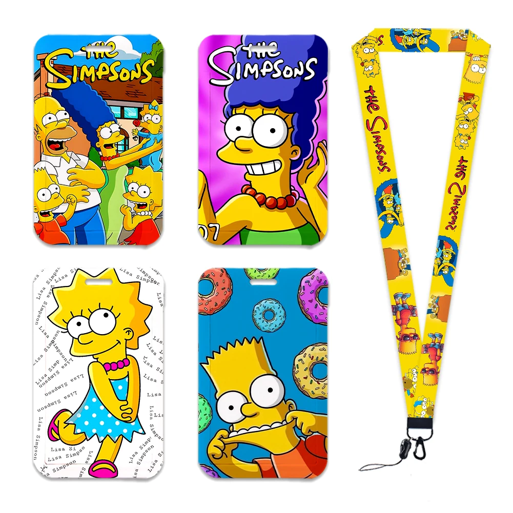 Cartoon The Simpson Anime Lanyard For Keys Chain ID Credit Card Cover Bus Card Holder Charm Badge Holder Personalized Gift