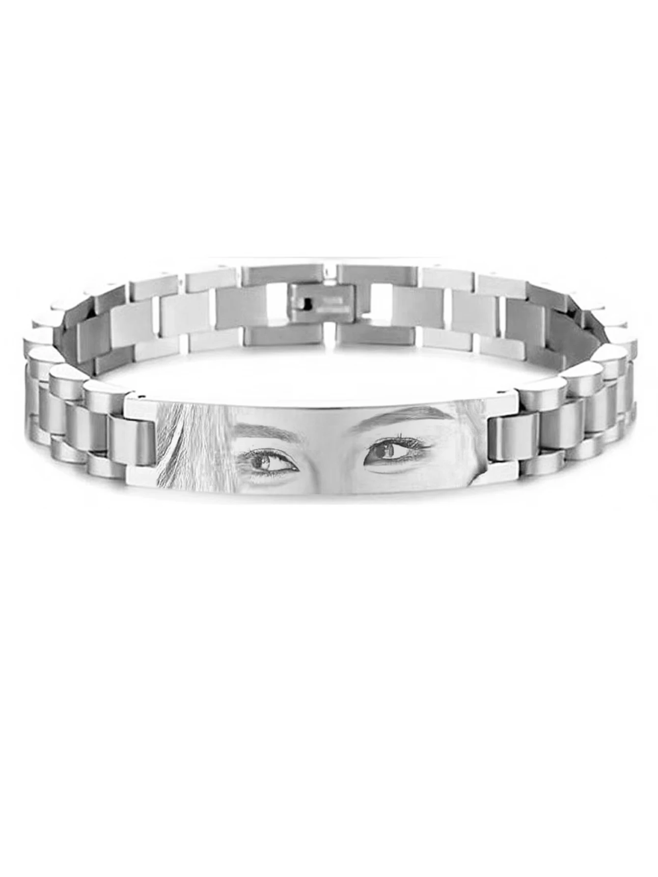 2025 Aangepaste oogfoto paar armband roestvrij staal gepersonaliseerde romantische verjaardag bruiloft Valentijn cadeau geheugen sieraden