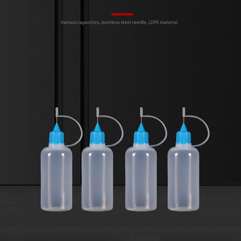 5ml 10ml 20ml 30ml 100ml 120ml PE Plastic Squeezable Tip Applicator Bottle Refillable Dropper with Needle Tip Caps Oil Bottles