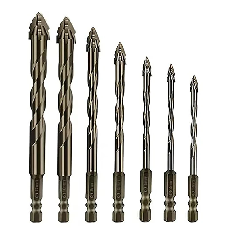 7/5/3PCS Four-Edge Serrated Drill Bit Set Multifunctional Glass Tile Concrete Drilling Tool 3-12mm Drill Bit Set Tools