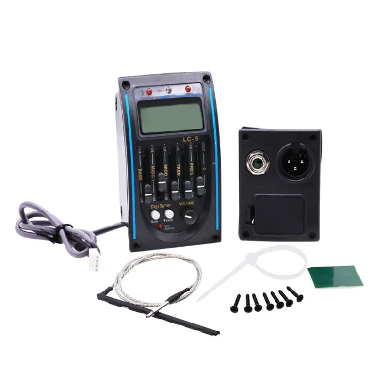 LC-5 de 5 bandas con micro teléfono pastilla de guitarra acústica EQ preamplificador EQ ecualizador pastilla piezoeléctrica sintonizador LCD para guitarra acústica