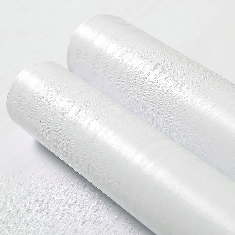 Nguyên Chất Trắng Vân Gỗ Tự Dính Giấy Dán Tường Tủ Quần Áo Nhựa PVC Chống Thấm Nước Vinyl Phòng Ngủ Tủ Đồ Nội Thất Cửa Đổi Mới Decal Dán Tường
