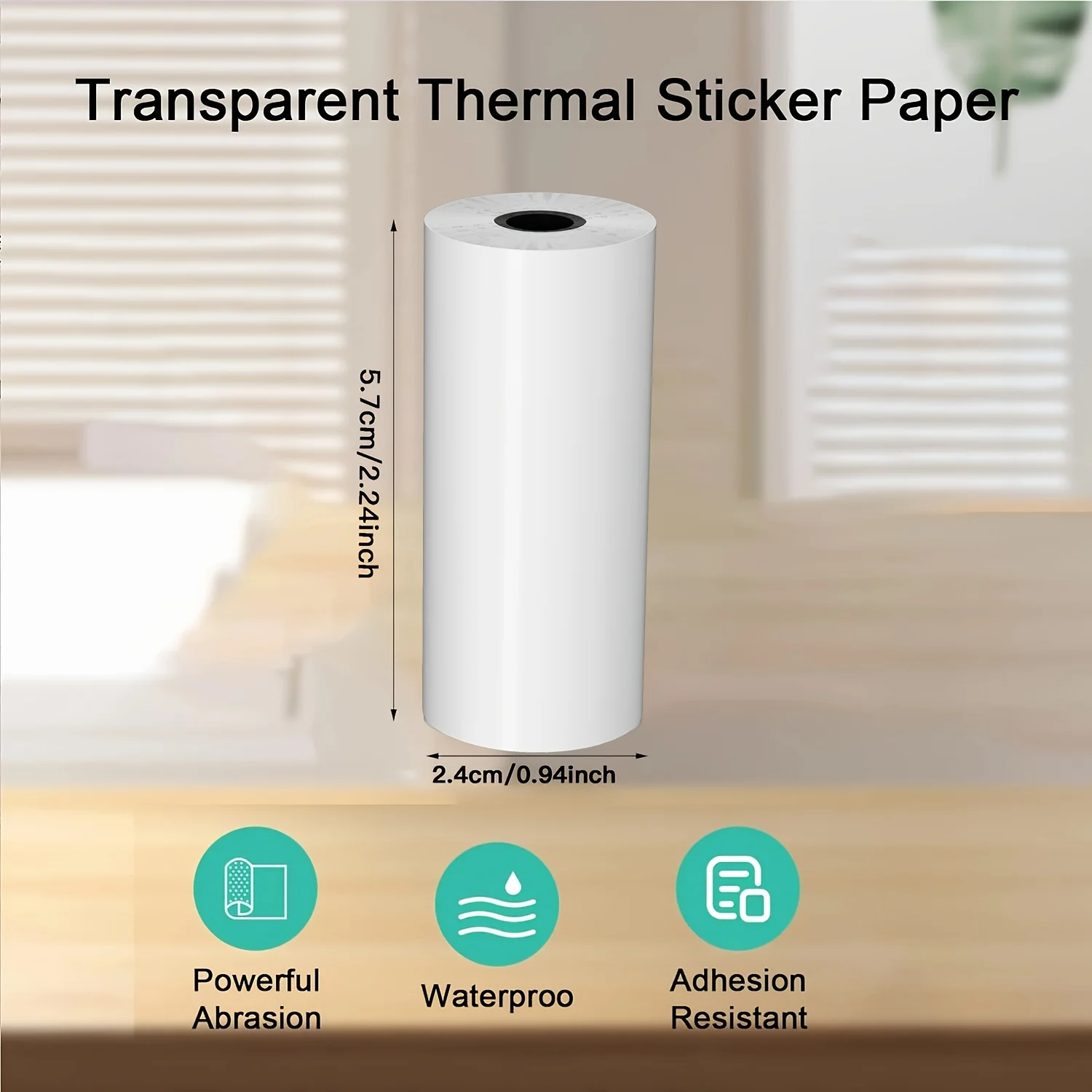 2/4/8 Rolls Clear Self-Adhesive Thermal Paper 57mm Glossy Labels for Pocket/Mini Printers Universal Fit High-Contrast Printing