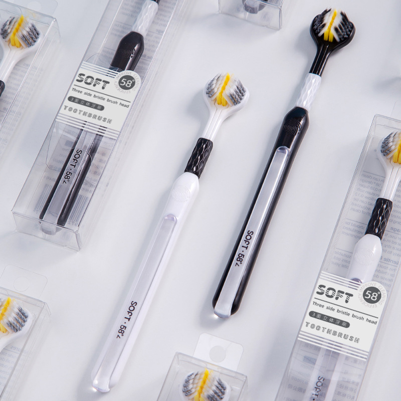 Cepillo de dientes de pelo suave de tres lados, cepillo de dientes para adultos, cerdas suaves ultrafinas, cepillo de dientes para el cuidado bucal, limpieza de la salud bucal