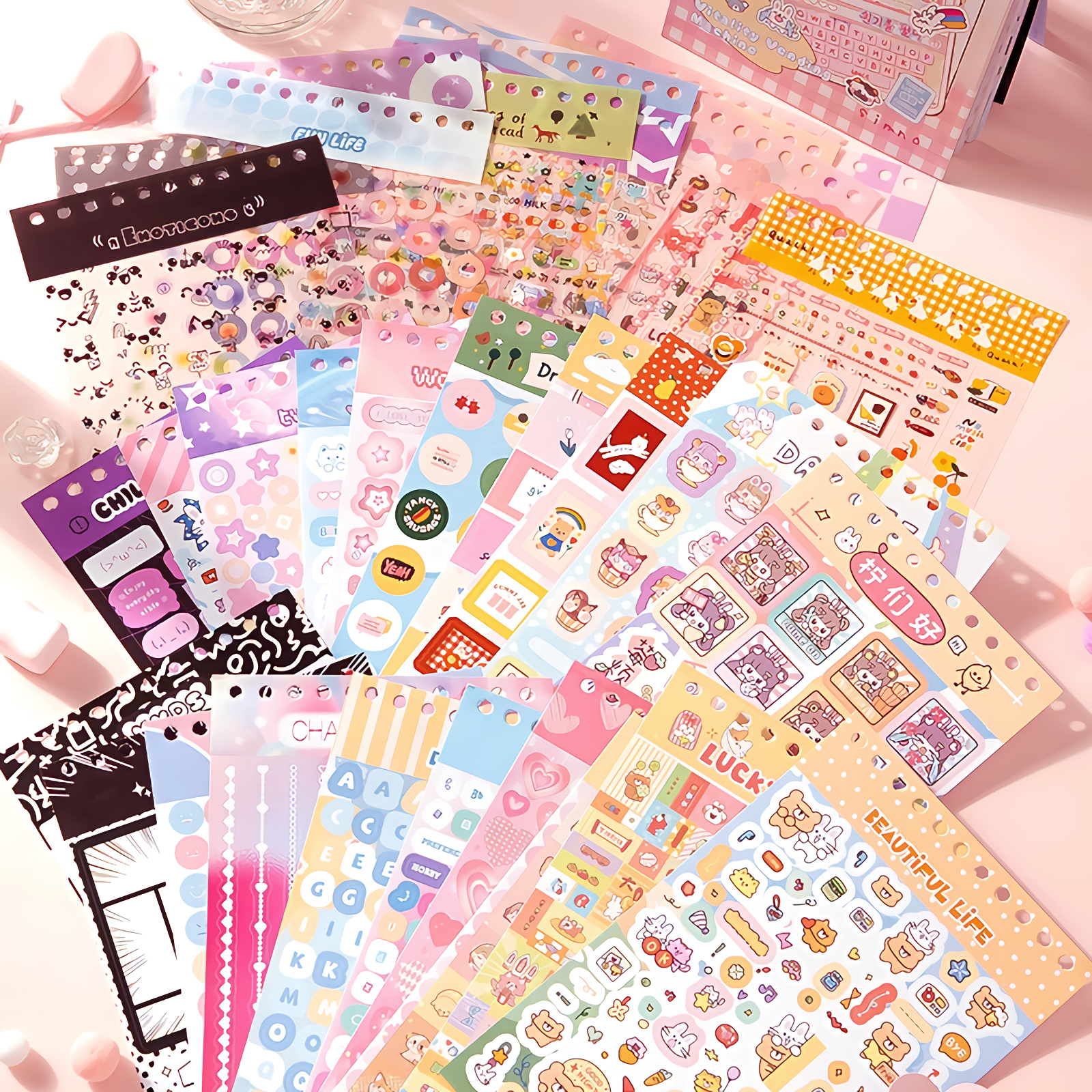 32-Page Element Sticker Book- Ultimate Korean Cute Sticker Collection for KPOP Toploader Deco, Planner Decor, Journaling & More