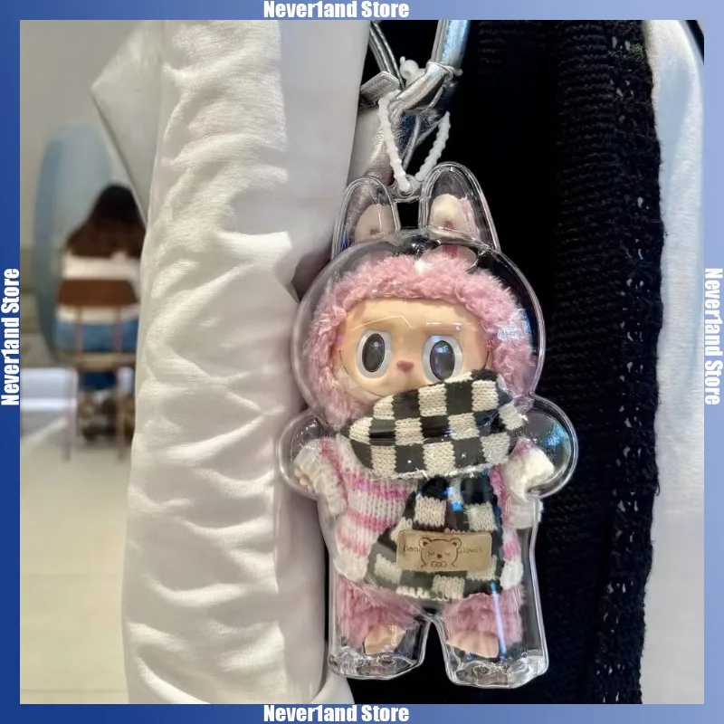 Labubu โปร่งใสป้องกันตุ๊กตาของเล่นฝาครอบ Labubu I II ตุ๊กตาจอแสดงผลกระเป๋า Mini แบบพกพากล่อง