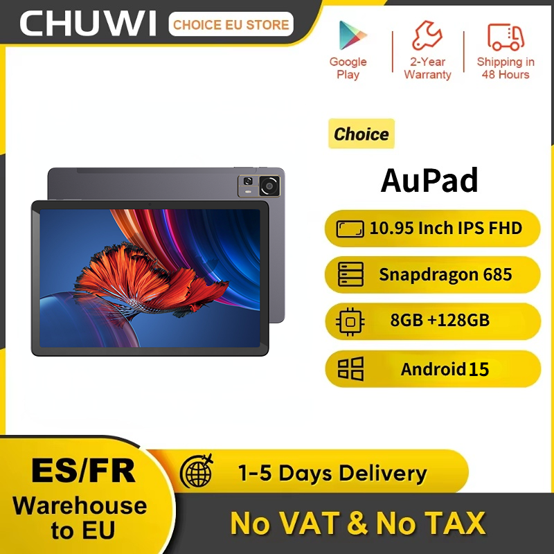 Chuwi aupad tablet snapdragon 685 com 4g lte 8gb 128gb tela fhd de 10.95 polegadas gps android 15 tablets pc widevine l1