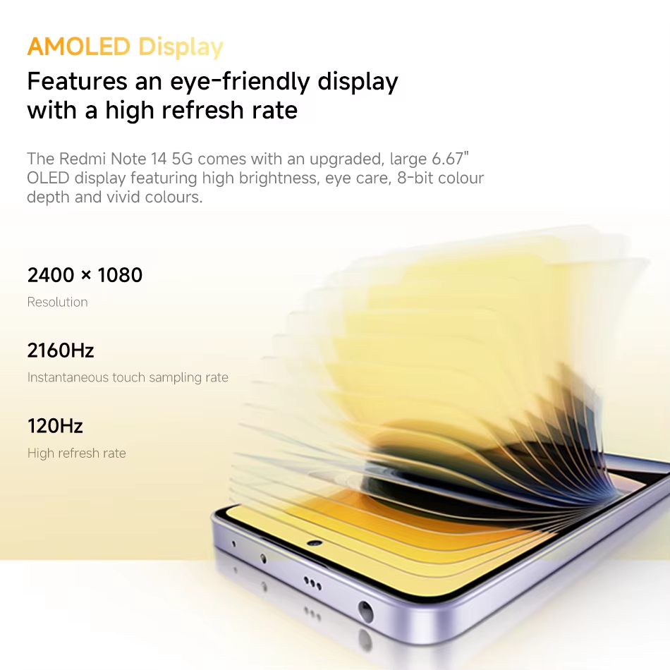 [World Premiere] Xiaomi Redmi Note 14 5G Global Version NFC Smartphone MTK Dimensity 7025-Ultra 108MP Camera 45W Turbo Charging