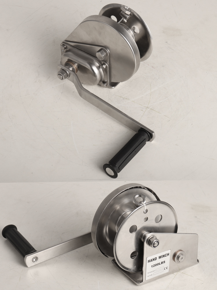 セルフロックワイヤーロープケーブルラチェットハンドウィンチ、ボート、トラック、304素材、800-2600lbs