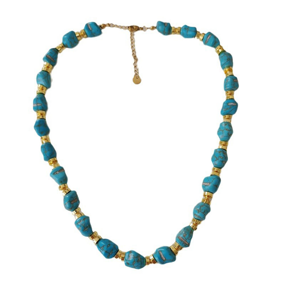 Colar turquesa irregular para mulheres, gargantilha de temperamento, joias de festa, atacado, presente vintage para meninas