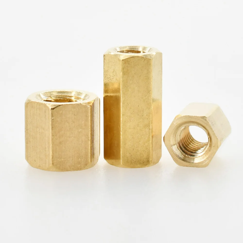 Separadores de placa base de latón, estante de placa hexagonal, tornillo espaciado, perno hexagonal de cobre hembra, perno de pilares PCB M2 M2.5 M3 M4 M5 M6 espaciador