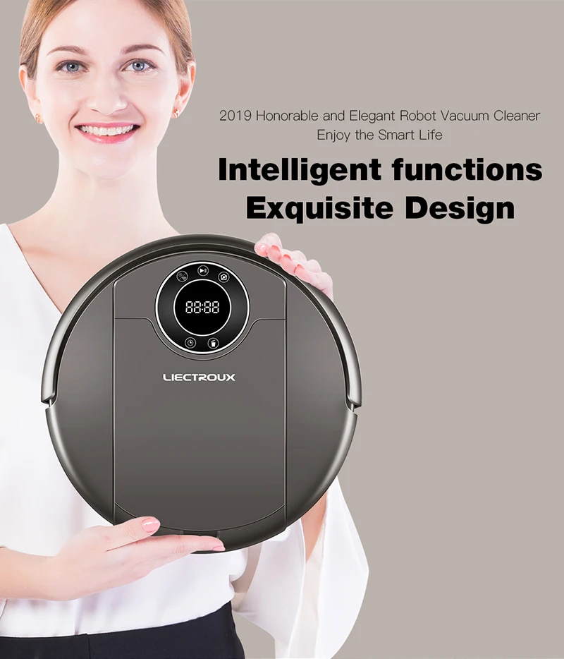 Robot aspirador LIECTROUX ZK808, mapeo inteligente, con memoria, aplicación WiFi y control por voz, fuerte succión de 4000 Pa, seco y húmedo