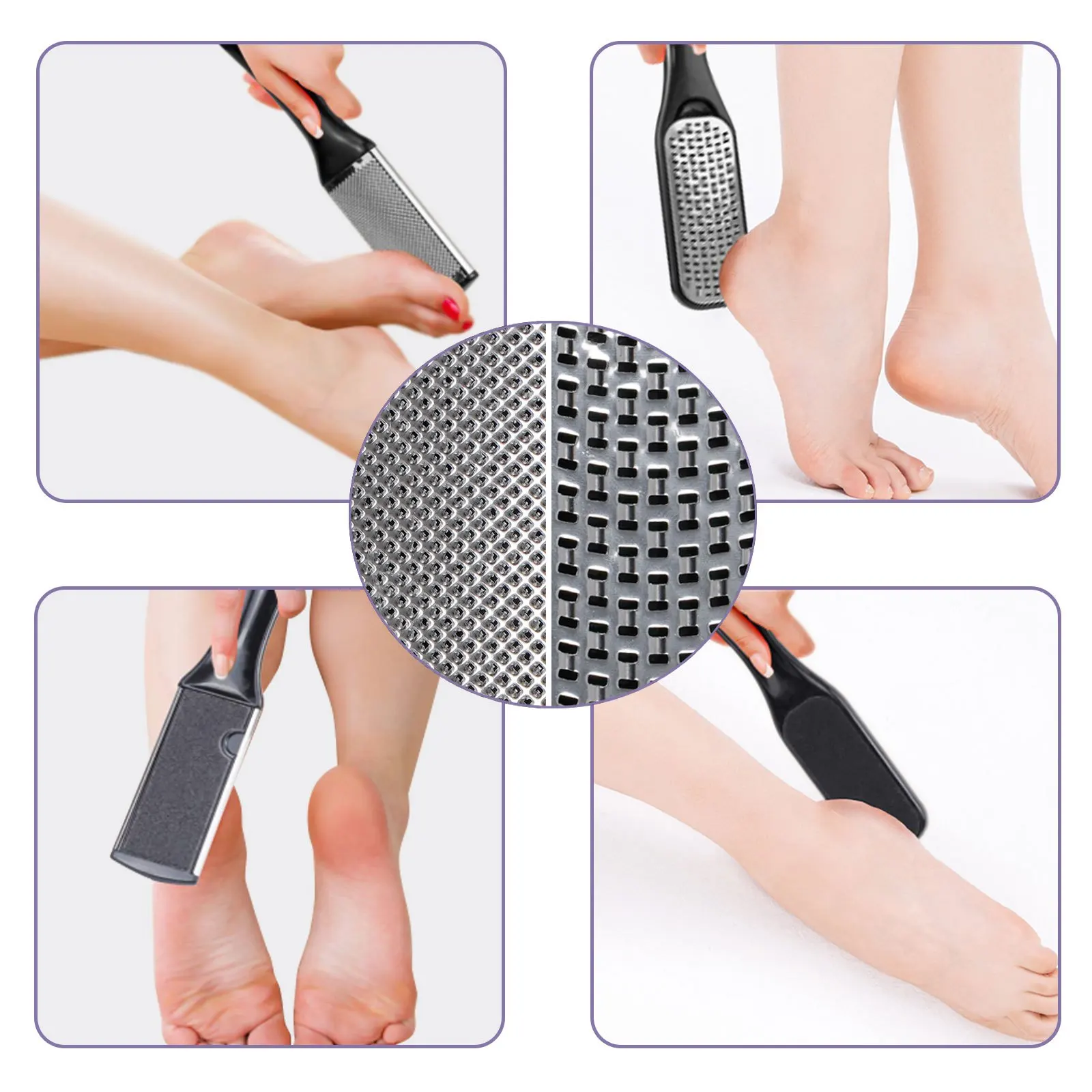 Pedicure ชุด Peeling และ Exfoliating Calluses แปรงขัดเท้าสแตนเลส Double-Sided Foot Care เหยียบหิน 10 in 1