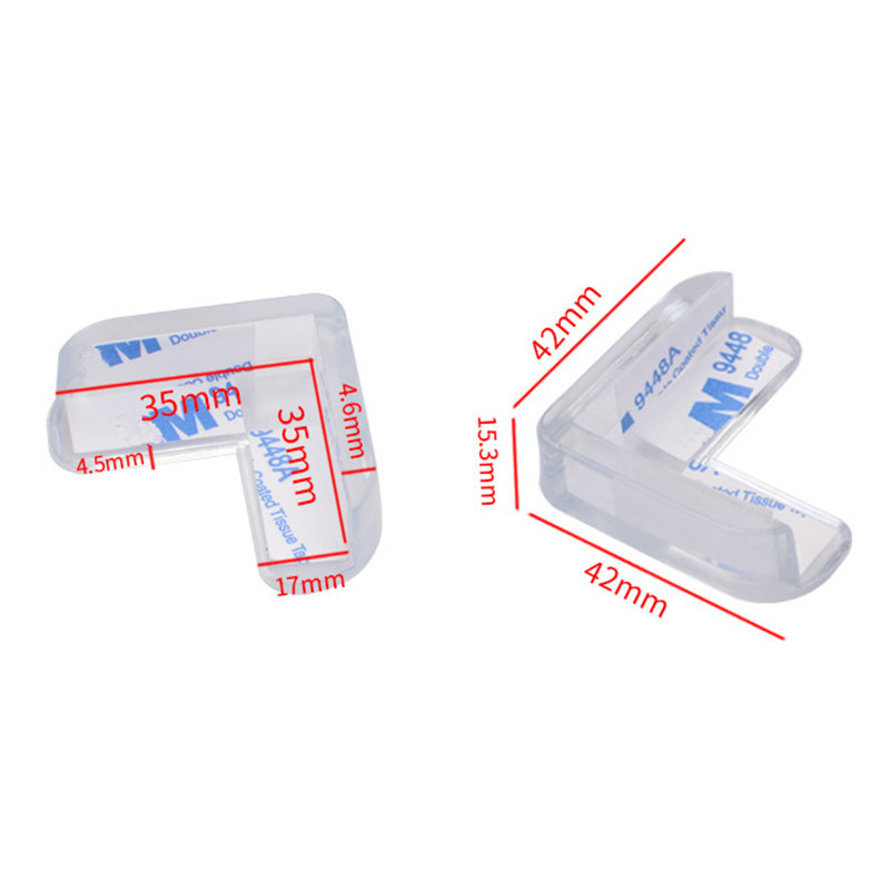 Protector de mesa de ángulo recto transparente para bebés y niños, almohadilla de cubierta anticolisión, borde de muebles de seguridad, 4 piezas por lote