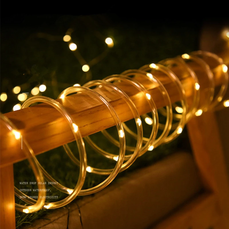 100LED Solar Tube String Light 8 rodzajów wodoodpornych zewnętrznych diod LED Ciepłe białe światło z drutu miedzianego do dekoracyjnych świateł ogrodowych 2024