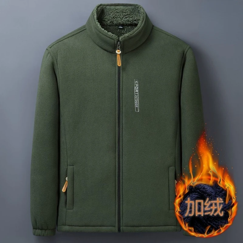 ฤดูหนาวผู้ชายกลางแจ้งเสื้อขนแกะ Casual Polar ขนแกะเย็นหนาเสื้อน้ําหนักเบา Windproof Zipper เสื้อสเวตเตอร์ถักเสื้อแจ็คเก็ตอุ่น