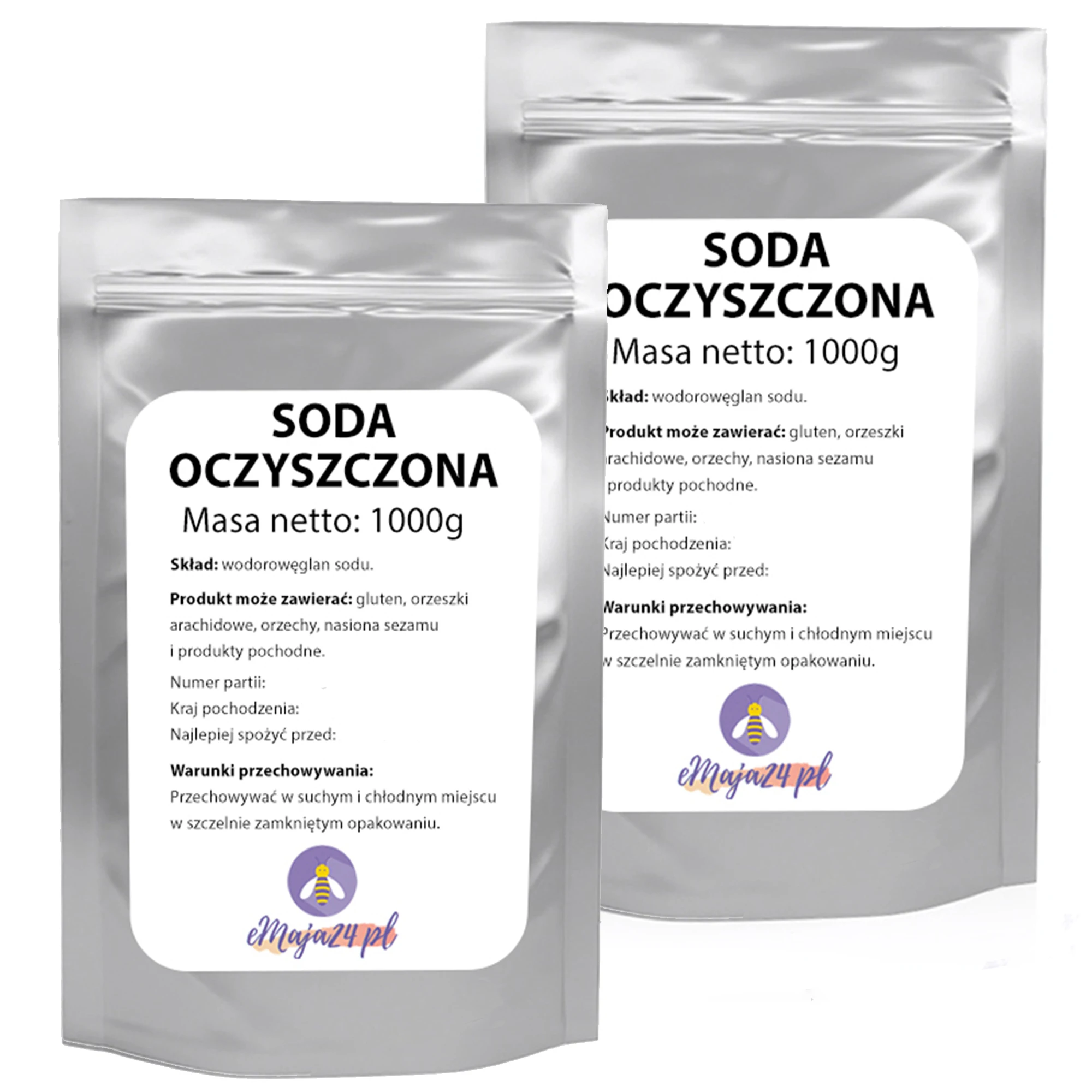 Soda oczyszczona spożywcza wodorowęglan sodu eMAJA24 1kg x 2 sztuki