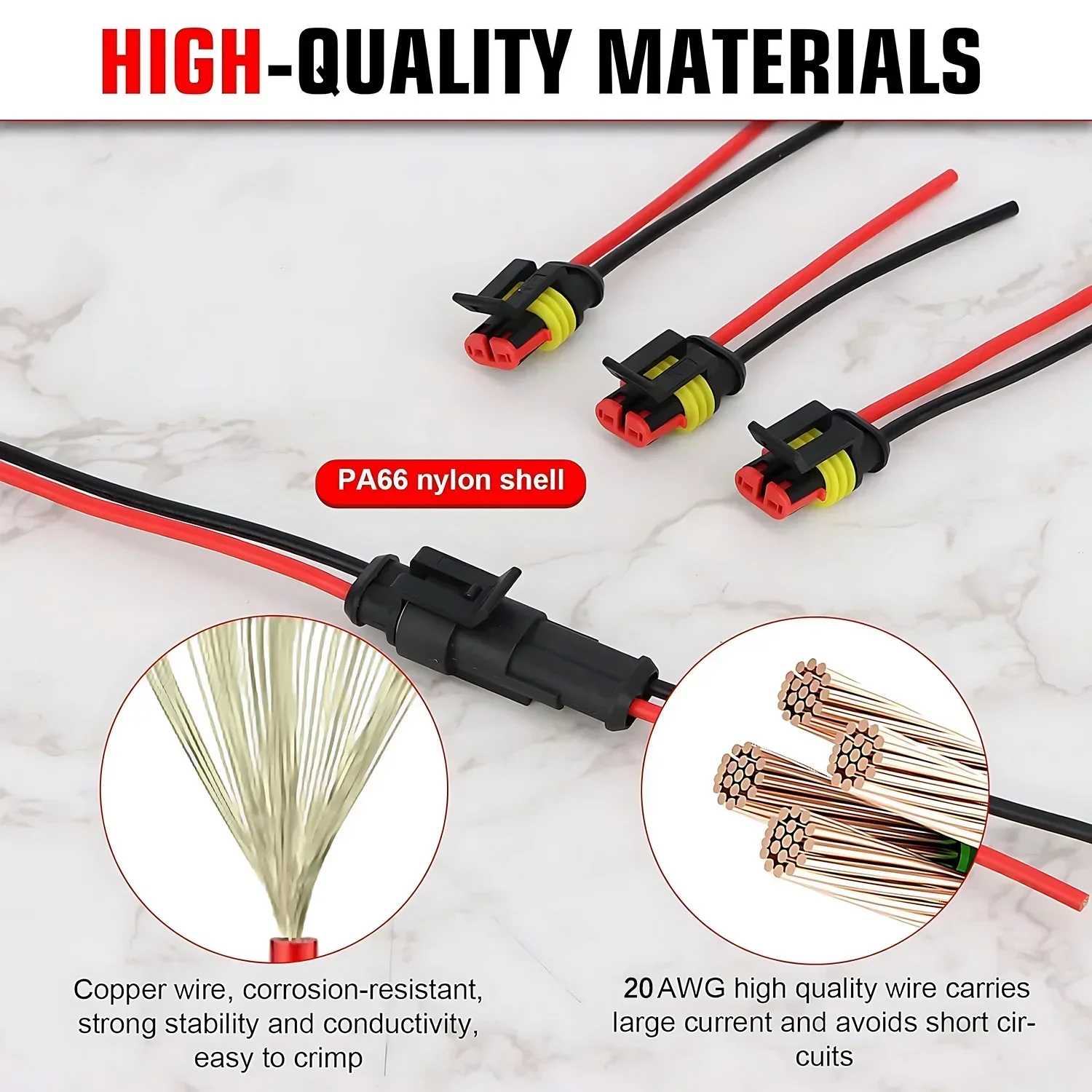 Conectores de cable impermeables de 2 pines: kit de conectores automotrices para automóviles, camiones, motocicletas, barcos marinos, reemplazo de conexión rápida