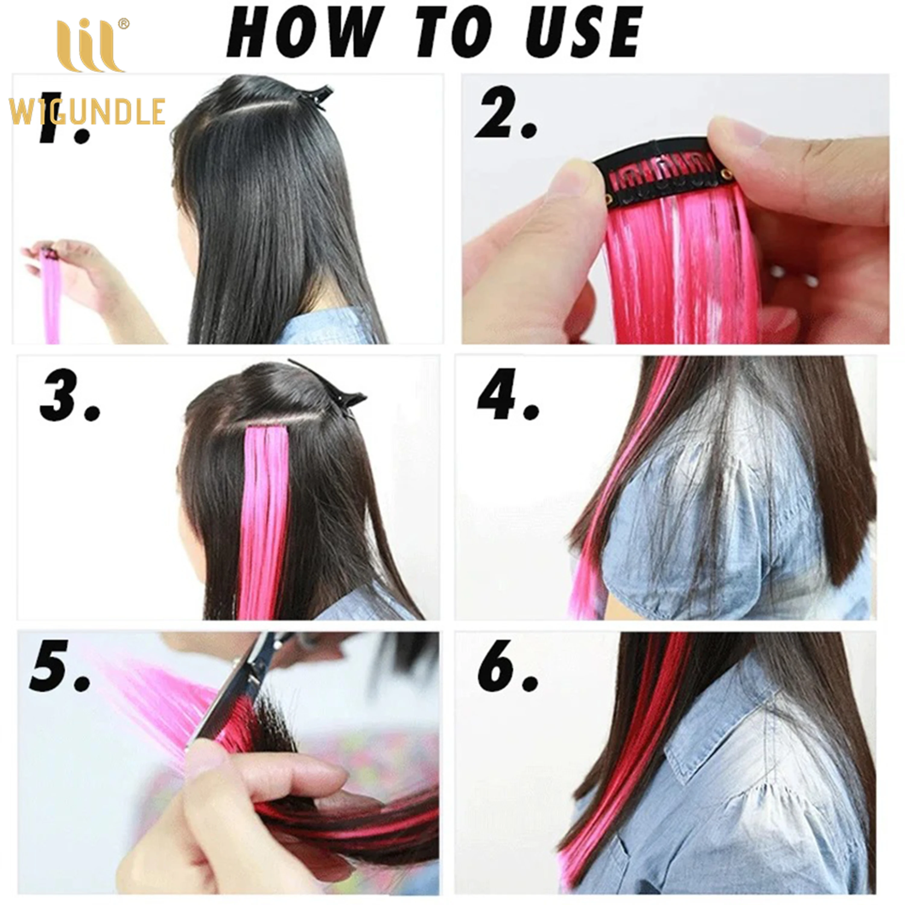 18 cores clipe estilo extensões de cabelo 22 Polegada extensões de cabelo de cor alto brilho longa reta peruca sintética para crianças